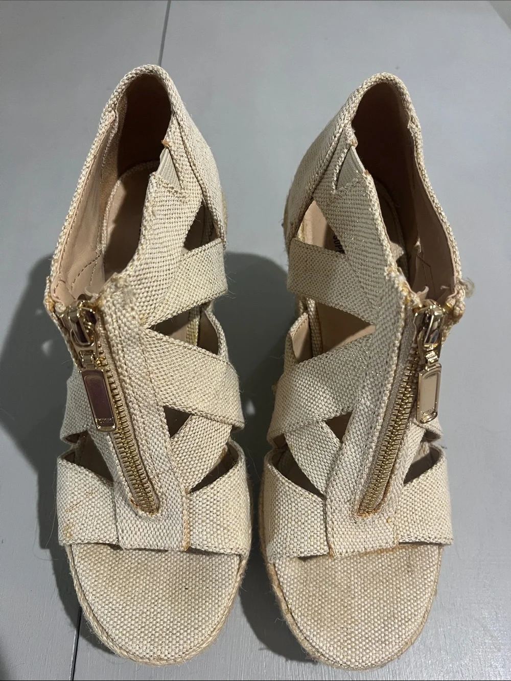 Mossimo Supply Co. Natural Canvas Espadrille Wedge Sandals
